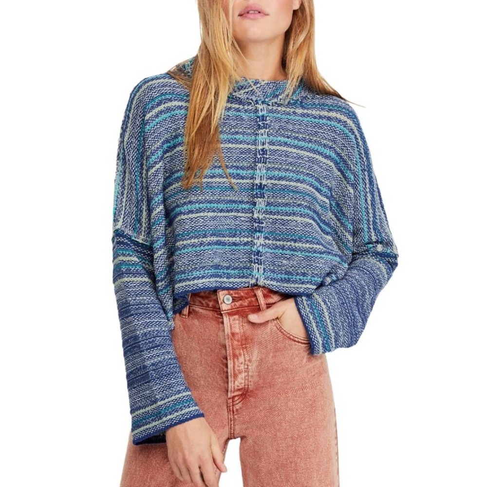 Free People Marine Com Cropped Sweater